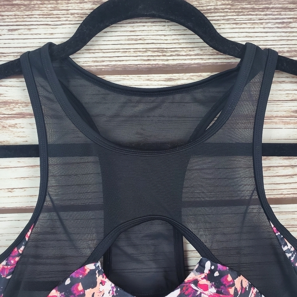 Wicked Weasel Womens Large Sexy 717 Electra Pink Print & Black Sports Bra #77 - Picture 5 of 10